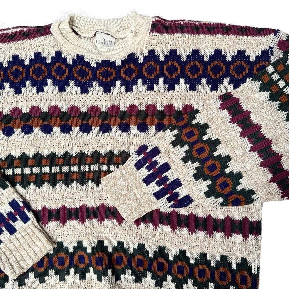 VTG Knit Sweater XL 90's Grandpa Oversized Academia Preppy Cottage Cosby